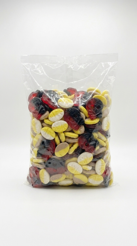 BUBS Crânes Framboise Réglisse Salée & Ovaux Banane Caramel VRAC 1KG